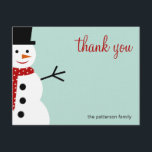 Smiling Snowman Christmas/Holiday Thank You Cards<br><div class="desc">Thank your guests with these fun and cheerful Smiling Snowman thank you cards from Berry Berry Sweet. Matching stamp,  holiday party invitations,  favour stickers/gift tag stickers,  and more available at berryberryssweet.com</div>