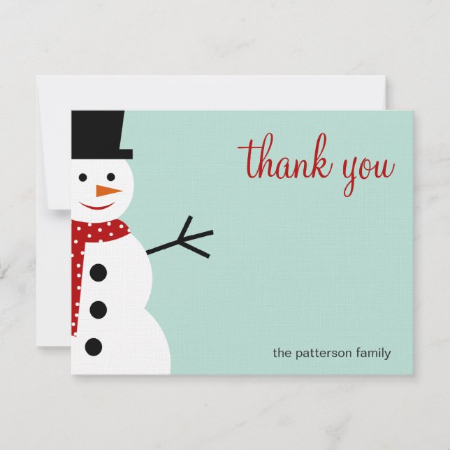 Smiling Snowman Christmas/Holiday Thank You Cards (Front)
