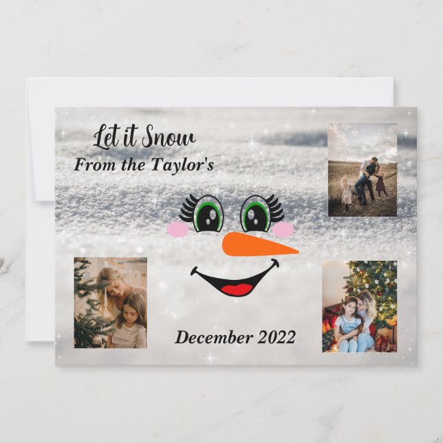 Smiling Snowman Christmas Photo Card (Front)