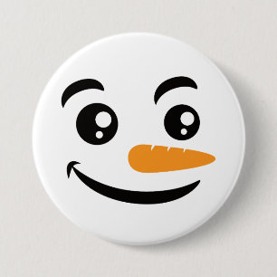 Smiling Snowman Face 3 Inch Round Button