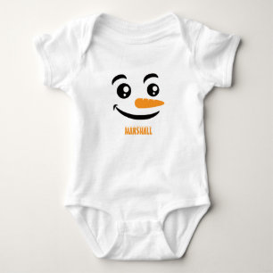 Smiling Snowman Face Baby Bodysuit