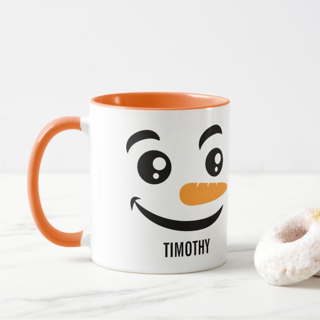 Smiling Snowman Face Mug (With Donut)