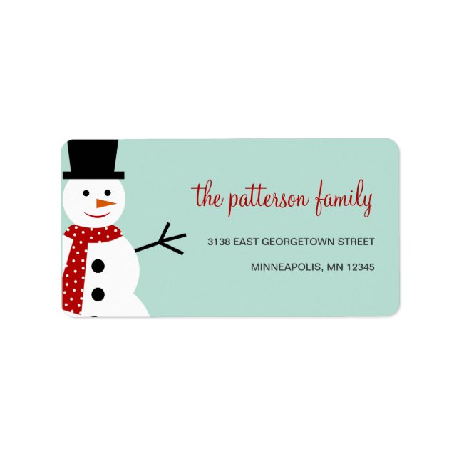 Smiling Snowman Holiday Address Label (Front)