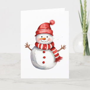 Smiling Snowman Holiday Card – Blank Winter Card 