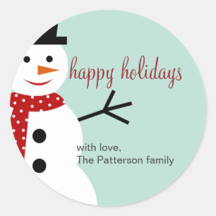 Smiling Snowman Holiday Favour Stickers