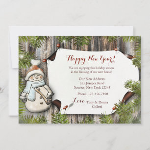 Smiling Snowman Holiday Moving Faire-part