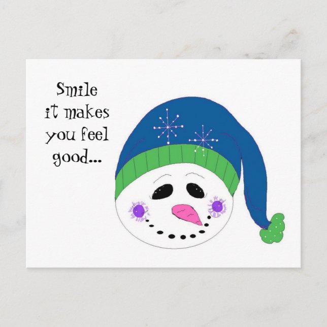 Smiling Snowman Postcard (Front)