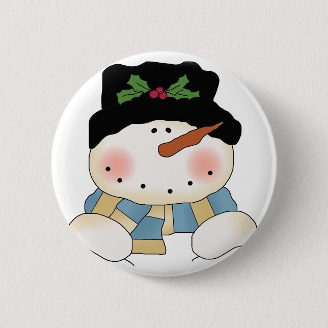 Smiling  Snowman Tshirts and Gifts 2 Inch Round Button (Front)