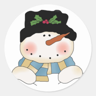 Smiling  Snowman Tshirts and Gifts Classic Round Sticker