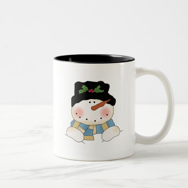 Smiling  Snowman Tshirts and Gifts Two-Tone Coffee Mug (Right)