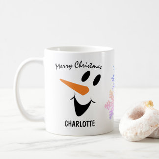 Smiling Snowman With Open Mouth. Merry Christmas Coffee Mug