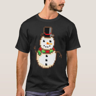 Smiling Snowman Xmas Retro 8 Bit Pixel T-Shirt