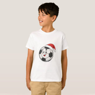 Smiling Soccer Ball with Santa Hat T-Shirt