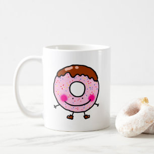 Smiling Sprinkle Donut Character Art Coffee Mug