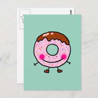 Smiling Sprinkle Donut Character Art Postcard