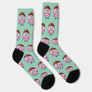 Smiling Sprinkle Donut Character Art Socks