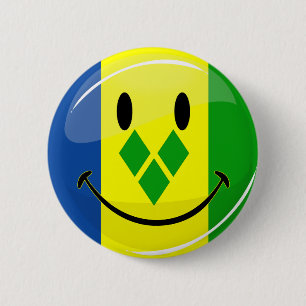 Smiling St. Vincent and Grenadines Flag 2 Inch Round Button