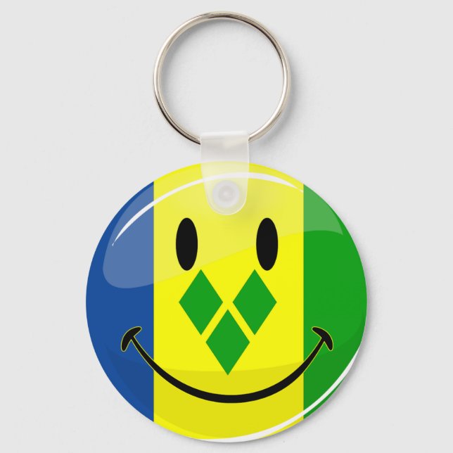 Smiling St. Vincent and Grenadines Flag Keychain (Front)