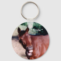 Smiling Standardbred Horse Keychain