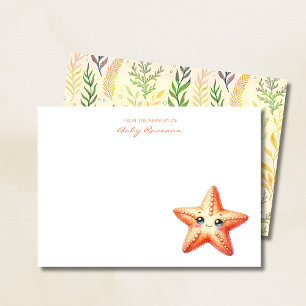 Smiling Starfish Underwater Custom Name Nursery  Card