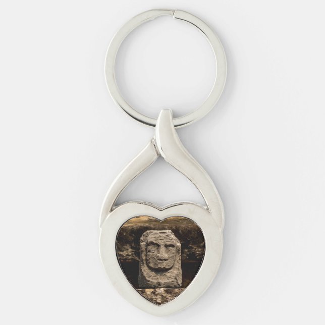 Smiling Stone Totem Cambodia Metal Keychain (Front)