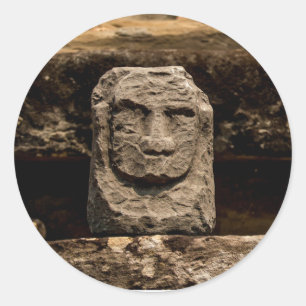 Smiling Stone Totem Circle Sticker