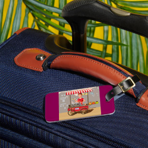 Smiling Street Food Vendor Colorful Food Cart Luggage Tag