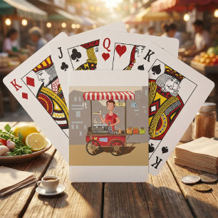 Smiling Street Food Vendor Colourful Food Cart Playing Cards