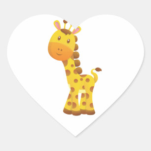 Smiling Stylized Cartoon Giraffe Heart Sticker