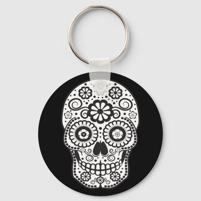 Smiling Sugar Skull Keychain (Front)