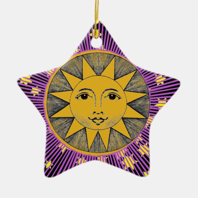 Smiling Sun Ceramic Ornament (Front)