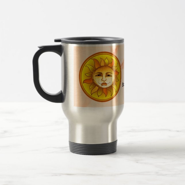 Smiling Sun Circle Travel Mug (Left)