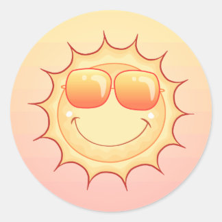 Smiling Sun Classic Round Sticker