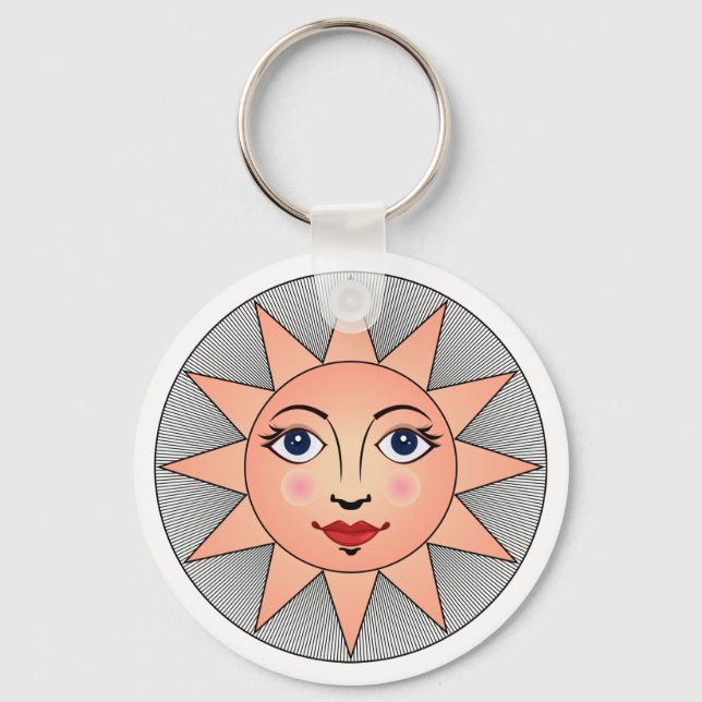 Smiling Sun Face | Astronomy Symbol Keychain (Front)