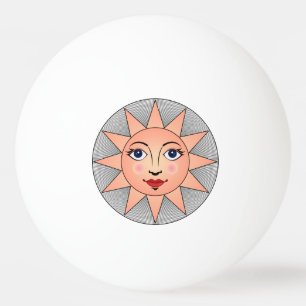 Smiling Sun Face   Astronomy Symbol Ping Pong Ball