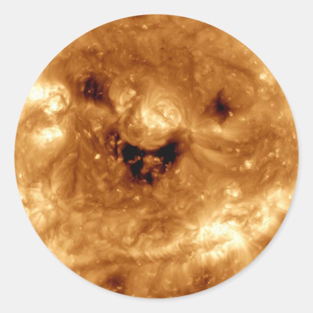 Smiling Sun From NASA Solar Observatory Classic Round Sticker (Front)