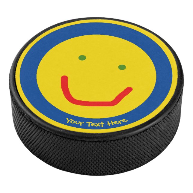 Smiling Sun Happy Face Hockey Puck (3/4)