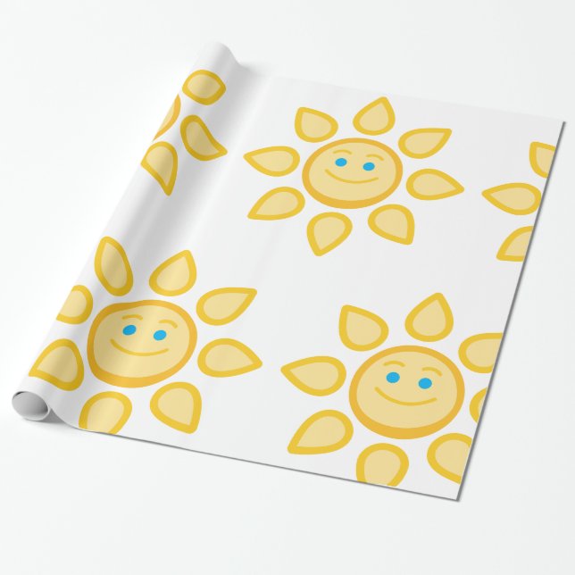 Smiling Sun Happy Sunshine Wrapping Paper (Unrolled)