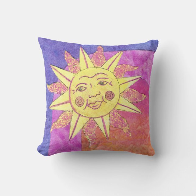 smiling sun on purple pillow (Front)