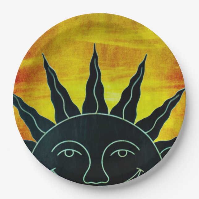 Smiling Sun Paper Plate (Front)