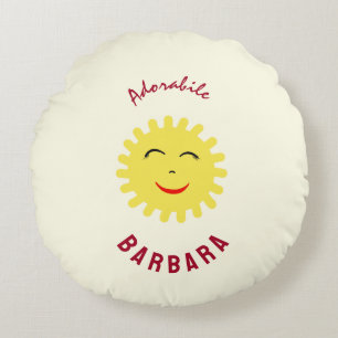 Smiling sun round pillow