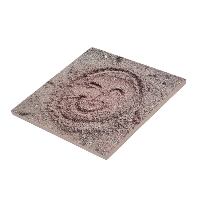 Smiling Sun, Sand Emoticon, Summer Emoji Tile (Side)