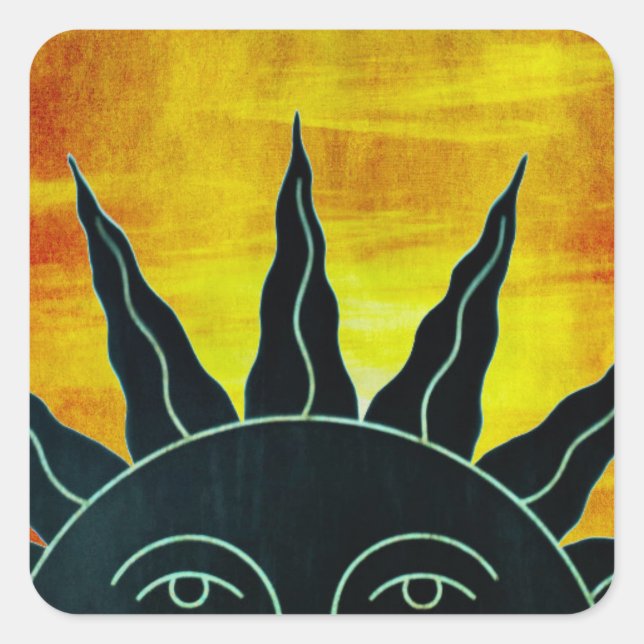 Smiling Sun Square Sticker (Front)