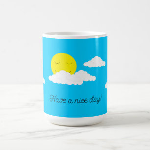 Smiling Sun with Clouds: Turquoise Coffee Mug