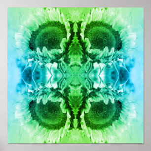 Smiling Sunflower Abstract Black And White Tinted  Poster