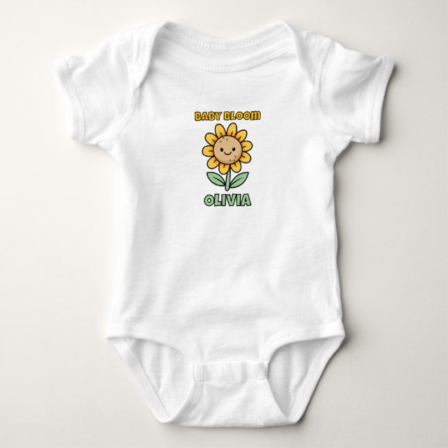 Smiling Sunflower Custom Personalized  Baby Bodysuit (Front)