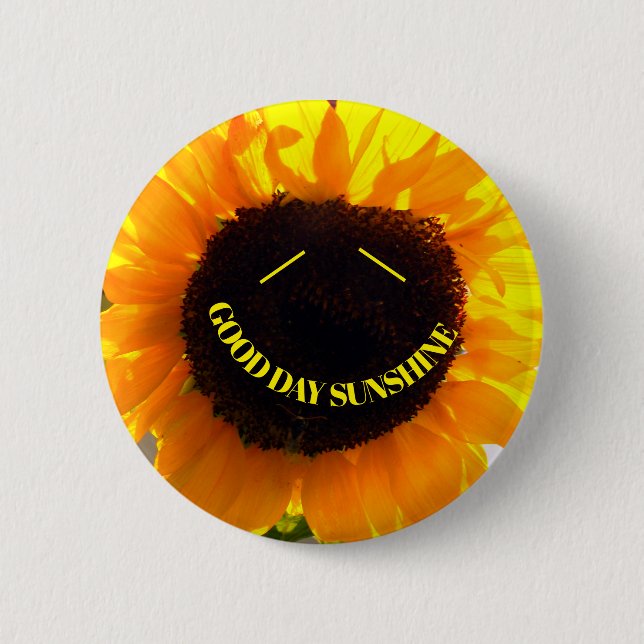 Smiling Sunflower Sunshine 2 Inch Round Button (Front)