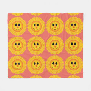 Smiling Sunflowers Fleece Blanket