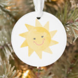 Smiling Sunshine Bright and Cute Christmas Ornament<br><div class="desc">This design features a pretty watercolor smiling sunshine. Click the customize button for more flexibility with adding your text! Variations of this design, additional colours, as well as coordinating products are available in our shop, zazzle.com/store/doodlelulu. Contact us if you need this design applied to a specific product to create your...</div>