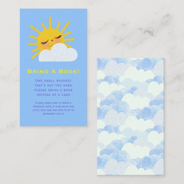 Smiling Sunshine Clouds Baby Shower Book Request Enclosure Card (Front/Back)